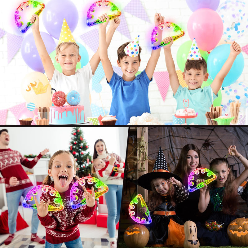 Aywewii LED Tambourine, Light Up Toys Handheld Musical Flashing Tamborine Autism Toys Party Supplies for Birthday Anniversaries Gifts for Kids Adults Teens 1 Pcs