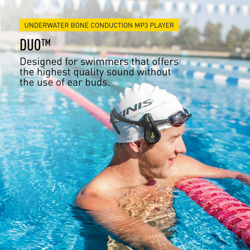 [AUSTRALIA] - FINIS Duo - High-Quality Underwater MP3 Player - Waterproof Bone Conduction Swimming Headphones for the Pool - Great Addition to Pool and Swimming Accessories - Supports MP3 and WMA files Black/Acid Green 