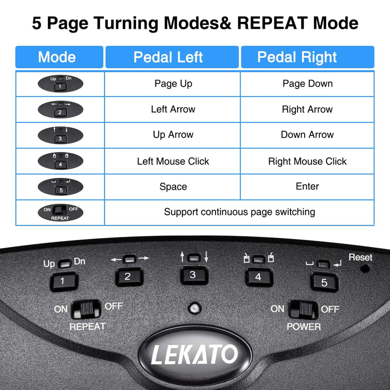 [AUSTRALIA] - LEKATO Wireless Bluetooth Page Turner Pedal Music Page Turner Pedal for Ipad,Tablets Android IOS Phones Rechargeable Foot Pedal Silent Page Turner Ipad for Hands-Free BC-1857 