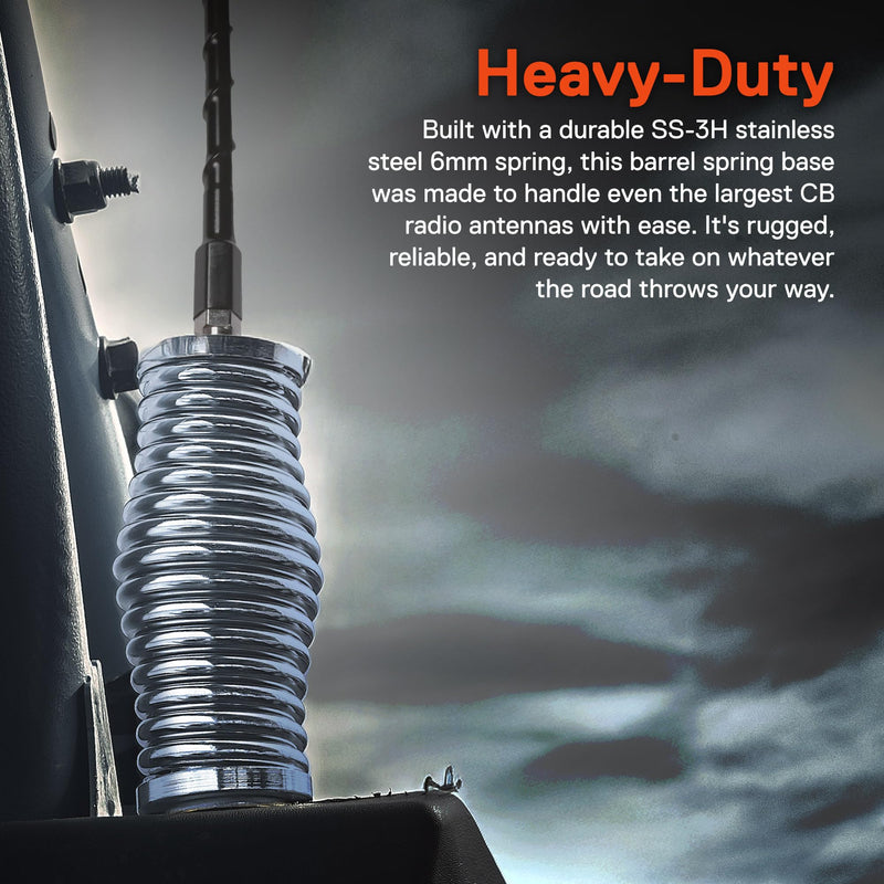 True MODS Chrome Heavy-Duty Stainless Steel CB Radio Antenna Spring Mount Base [3/8" 24 Thread] for Offroad UTV ATV SxS Side-by-Side 4 Wheeler Polaris RZR Razor Can-Am Maverick X3 Semi Truck Vehicle 1pc 3/8" - 24 Thread