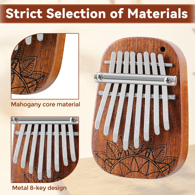 [AUSTRALIA] - 8 Keys Kalimba Mini Kalimba Portable Finger Thumb Piano kalimba 8 key exquisite finger thumb piano for Music Lovers and Adults Christmas Gifts Medium Single 