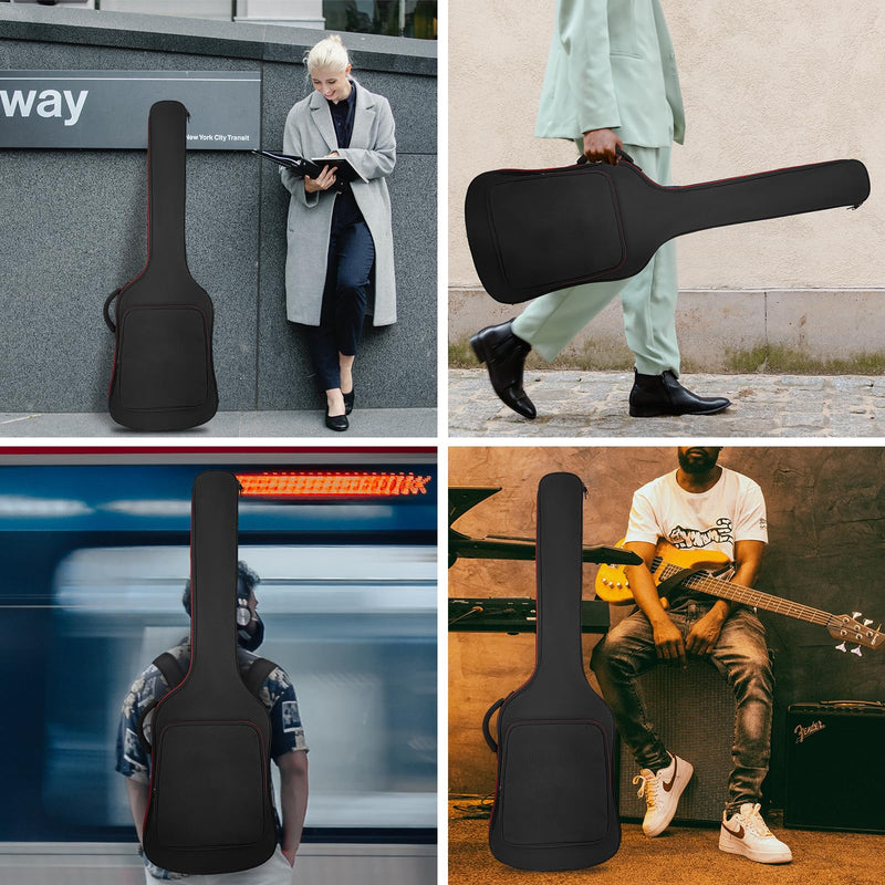 [AUSTRALIA] - MUZNOTE Bass Guitar Bag, Bass Guitar Bag Gig Bag Backpack Electric Bass Guitar Case Soft 0.38 inch Padding Lightweight with Pockets Waterproof (Black) 