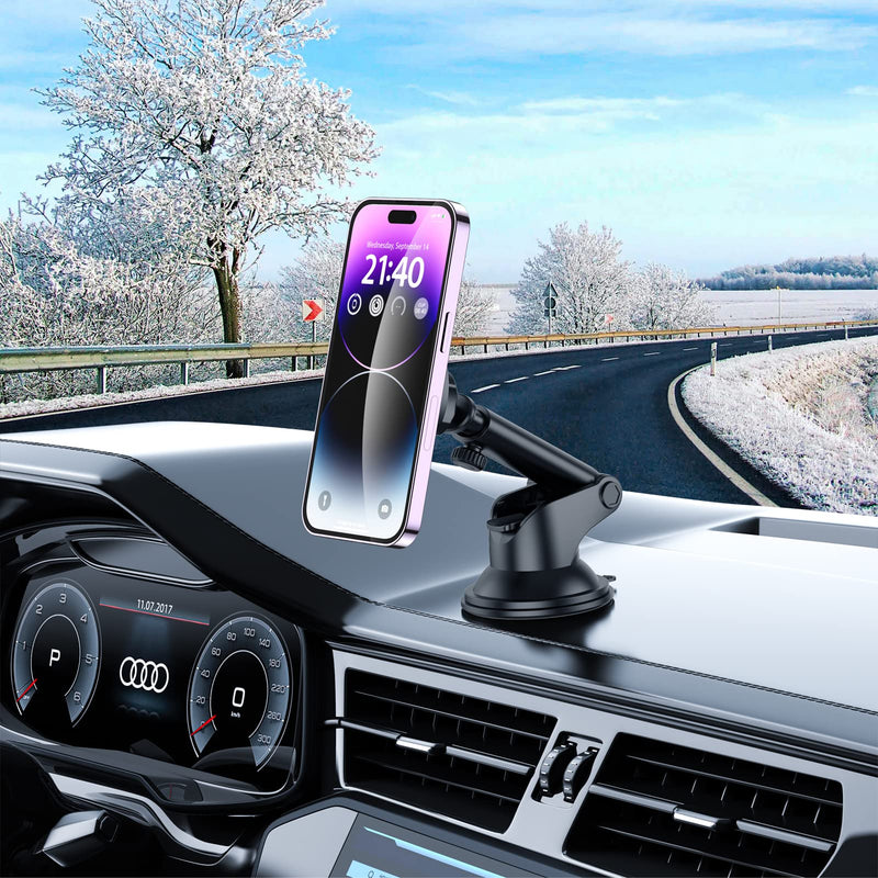 ORIbox Phone Mount for Car,Car Phone Holder Mount with Strong Suction Cup Dashboard Windshield Phone Mount Compatible with iPhone 14 13 12 11 Pro Max, Galaxy Note 20 S20 S10 and More, Graphite black Car Phone Mount