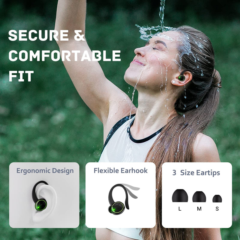for Samsung Galaxy S23 S4 S25+ Ultra Bluetooth 5.3 Headphones 3D Stereo with Earhook, 40H Touch Control Over Ear Headphones, IP7 Waterproof Earphones Built-in Mic for Running Workout Sport