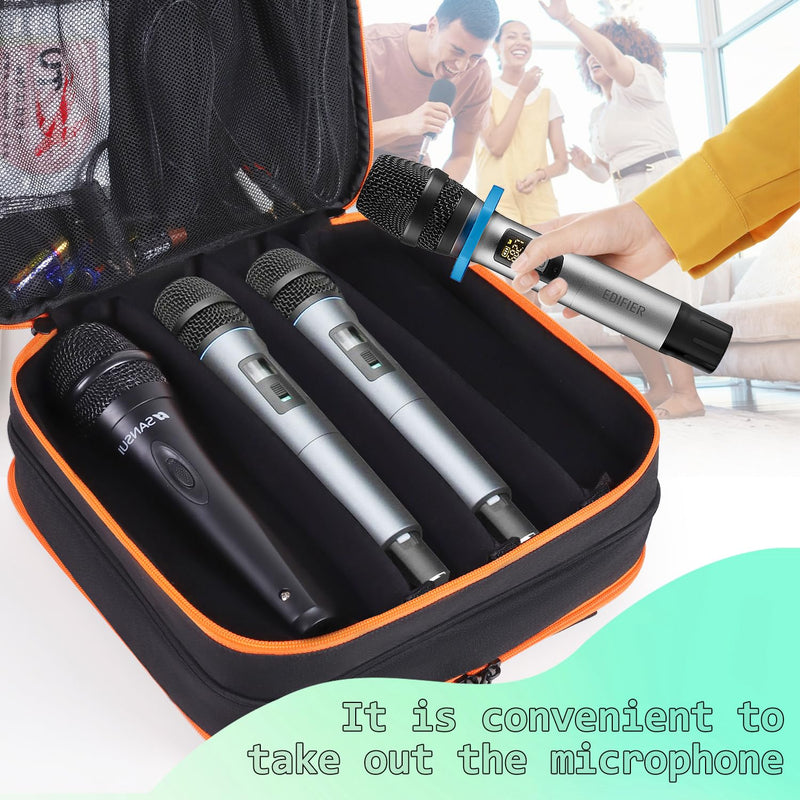 Microphone Case,Wireless Microphone Bag,Portable Storage Case,8 Slots Mic Carrying Box Bags-Travel Adjustable Foam Box,Fits Singing,Karaoke,Party(Bag Only)