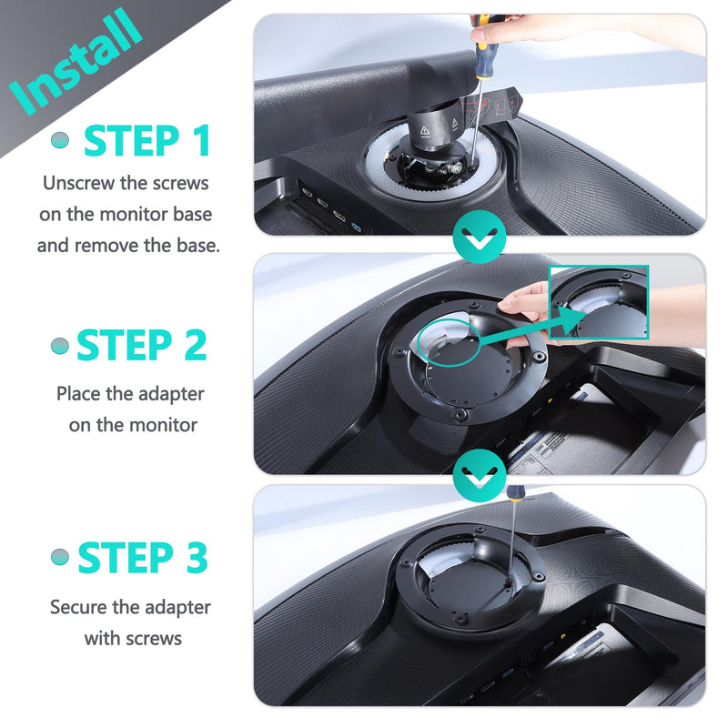 Odyssey G7 VESA Mount Adapter Compatible with Samsung Odyssey G6 G7 Monitor | Odyssey g6 VESA Adapter for 27" 28" 32" 49" G70A G70B G75NB G75T G77T 28" 49" CRG90 CHG90 CJ890 S95UA monitor