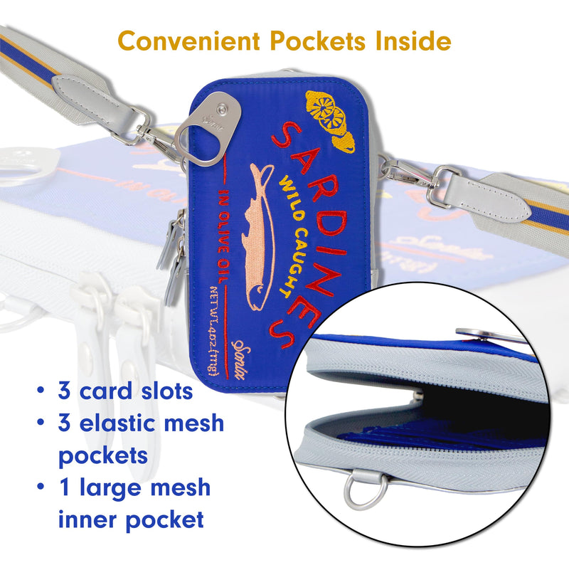 Sonix Universal Phone Pouch | Crossbody Bag for Cell Phone, 3-in-1 Smartphone Purse Wallet | Sardines - Blue
