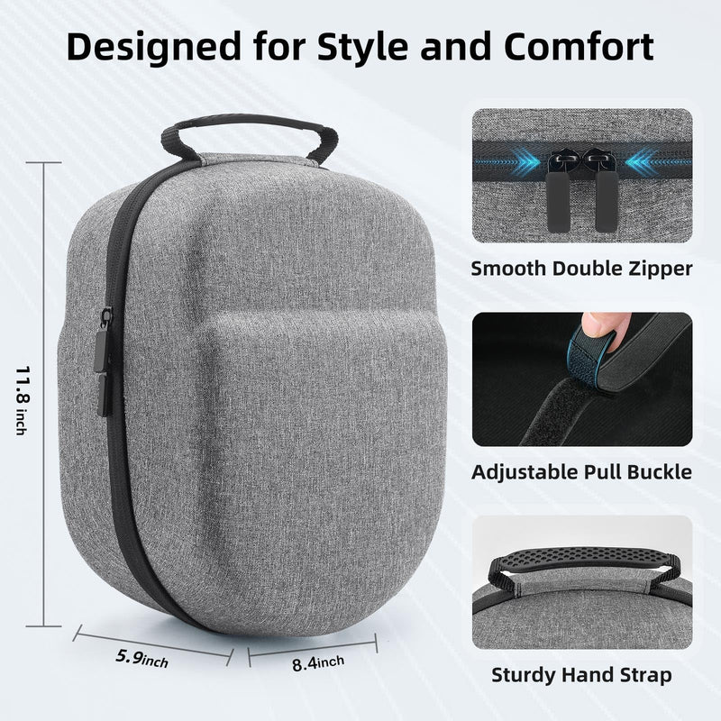 COOWPS Hard Carrying Case for Oculus Quest 2/Meta Quest 3/Vision Pro/Pico 4 VR Headset, Compatible with Elite Strap/Kiwi Design/BOBOVR Head Strap, Full Protection for Travel and Storage