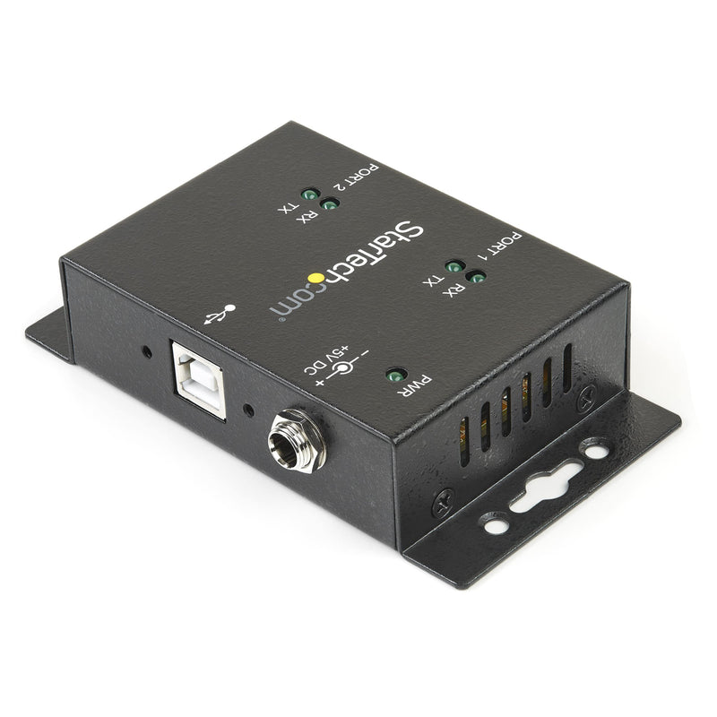 StarTech.com USB to Serial Adapter - 2 Port - Wall Mount - Din Rail Clips - Industrial - COM Port Retention - FTDI - DB9 (ICUSB2322I)
