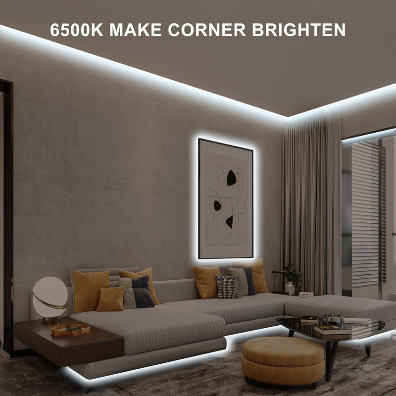 MINGER Led Strip Light 16.4ft, Dimmable for Mirror, Closet, Cabinet, 6500K Bright Daylight White