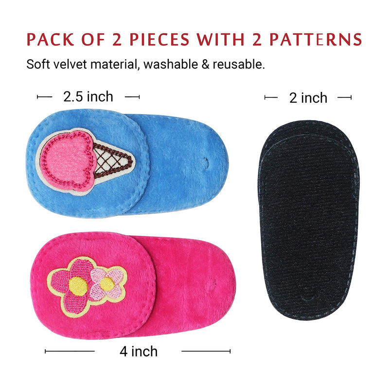 2Pcs Eye Patches for Kids | Girls Eye Patch for Glasses | Medical Eye Patches for Children with Lazy Eye | Amblyopia Eye Patch for Toddlers to Cover Either Eye (Pink Flower & Blue Icecream) Pink Flower & Blue Icecream