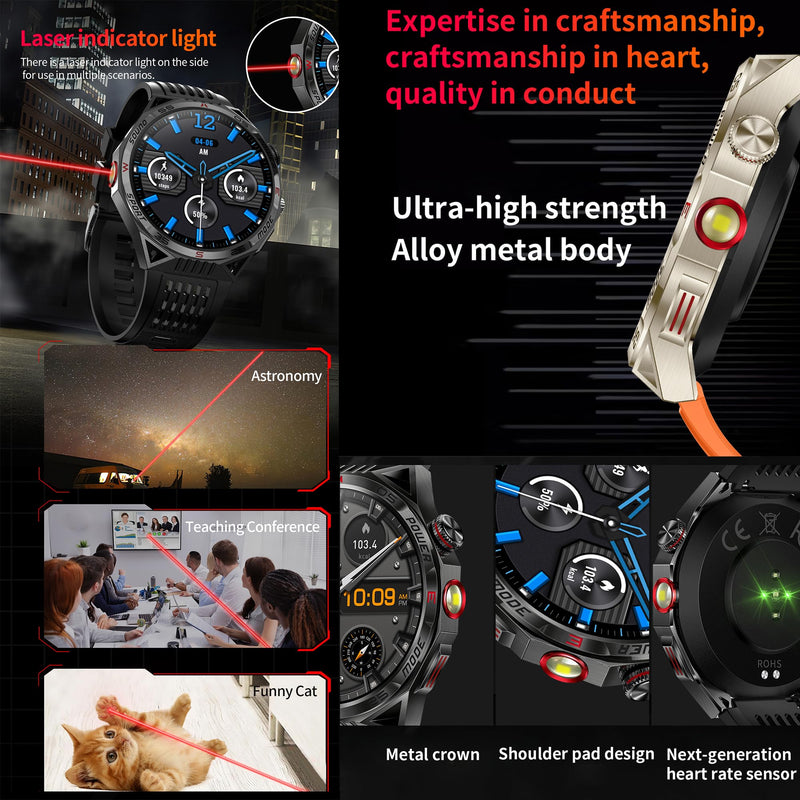 1.85”AMOLED Smart Watch for Men(Answer/Make Calls), LED Lighting, 5ATM Waterproof Fitness Watch with Heart Rate, SpO2, Blood Pressure, Bluetooth Smartwatch for Android iPhone, with 3 Bands (Silver) Silver