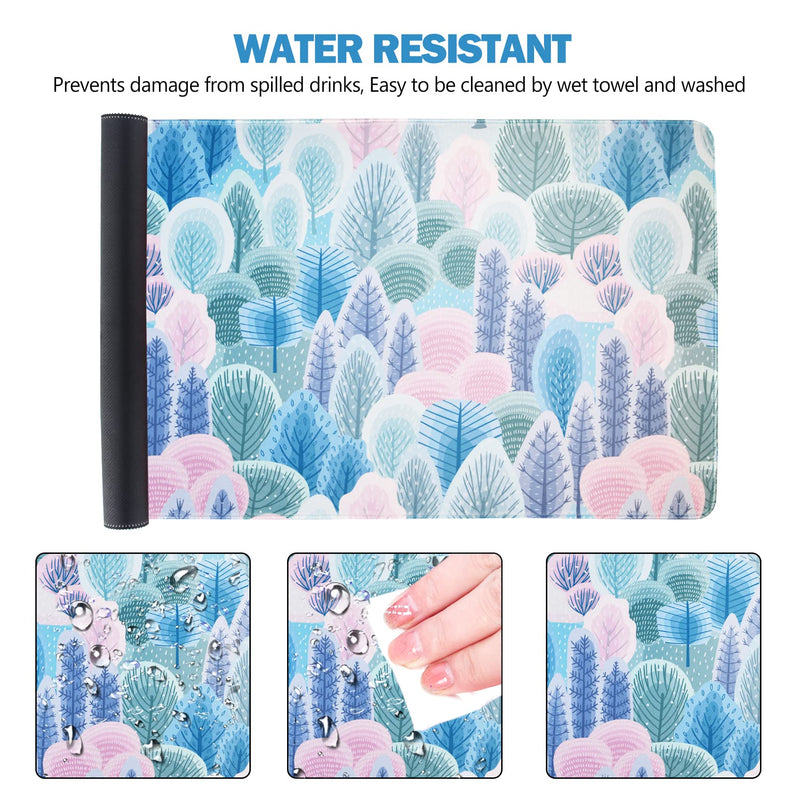 AIMSA Extended Gaming Mouse Pad, XL Large Keyboard Mouse Mat Desk Pad with Stitched Edges, Durable Non-Slip Base Mousepad for Home Office, 35x15.7inch, Abstract Trees and Cactus