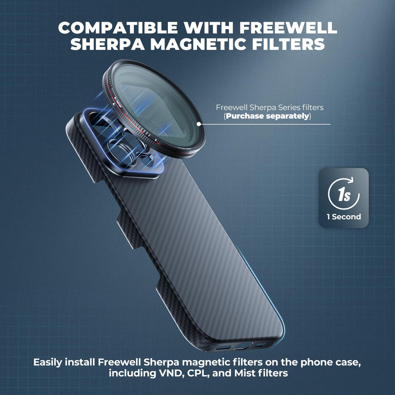 FREEWELL Pro Filmmaker Case for iPhone 16 Pro - Magnetic Filters & 17mm Lens Mount Black