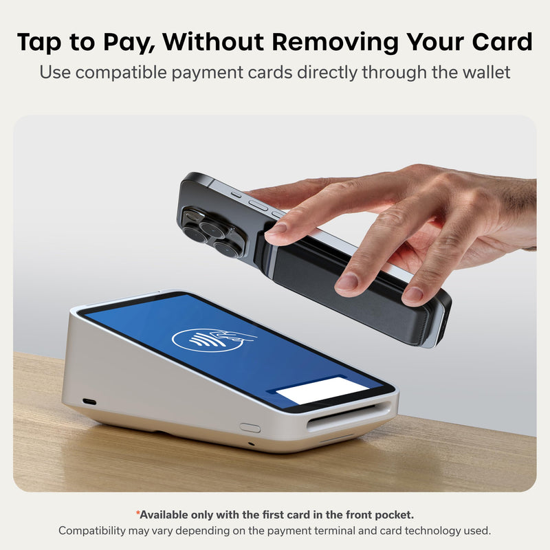 Satechi Magnetic Magsafe Wallet, Double Flap Stand Card Holder, 4 Slots with Front NFC Pass-Through, Adjustable Phone Attachment for iPhone 17/16/15/14/13/12, Travel Accessory Black