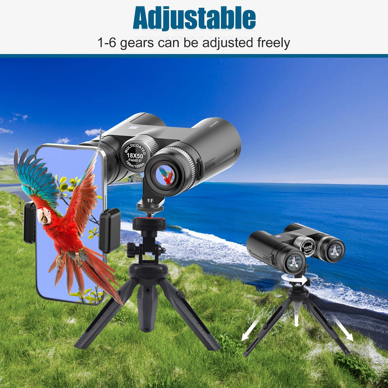 18x50 Professional Large View Binoculars for Adults with Upgraded Phone Adapter, Tripod and Tripod Adapter - Waterproof Binocular with BaK4 prisms for Bird Watching,Hiking,Outdoor Adventures Black