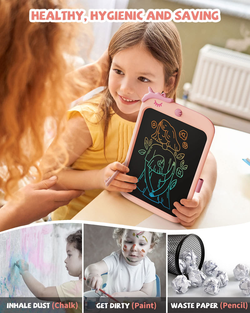 10 Inch LCD Writing Tablet for Kids Pink+Blue