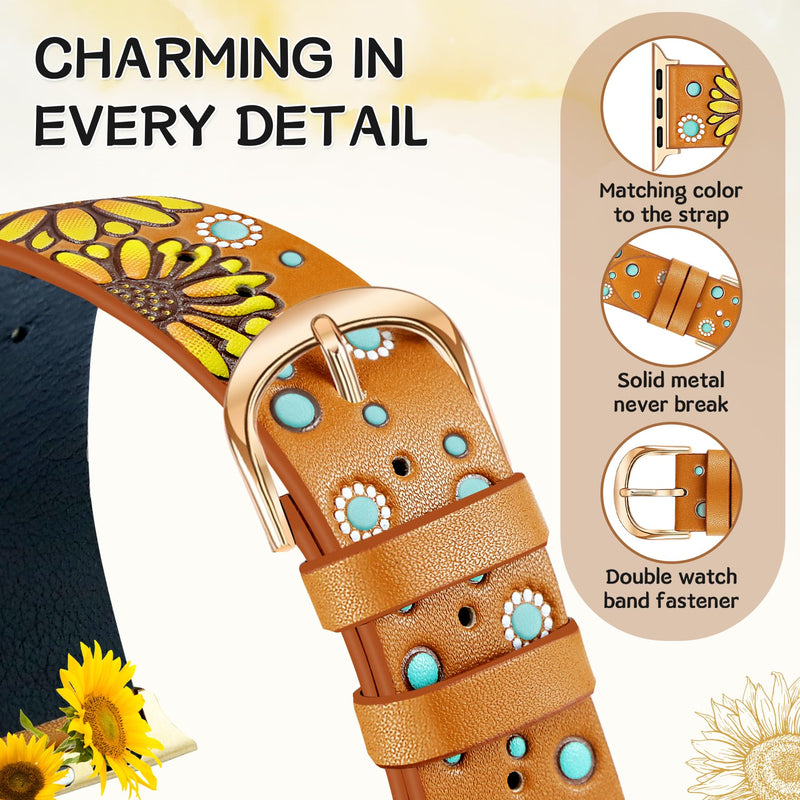 JR.DM Boho Beaded Watch Band Women and Geniuen Leather Band Bundles