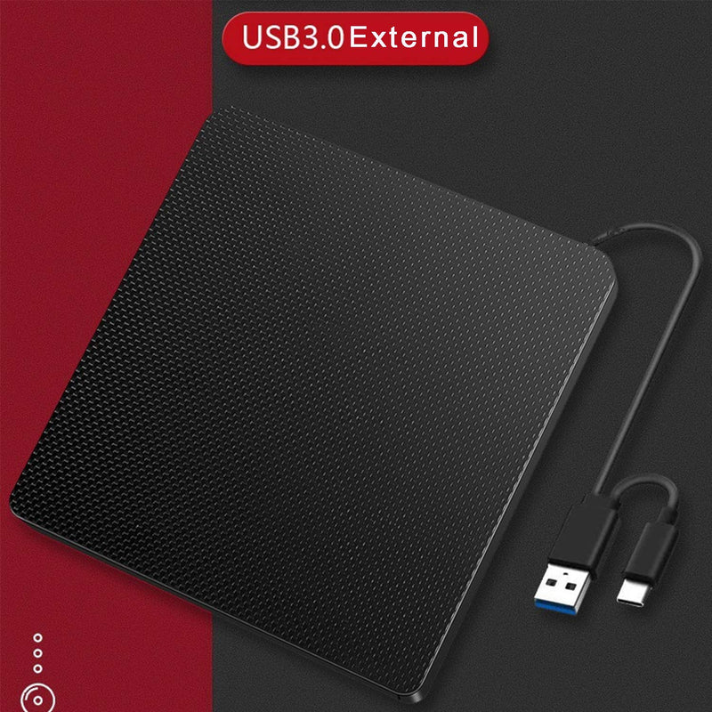YMY External CD DVD Drive for Laptop, USB3.0 and USB-C 2 in 1 Portable DVD Player CD Burner Reader Writer for Desktop PC Windows 11/10/8/7 Linux Mac OS, Black