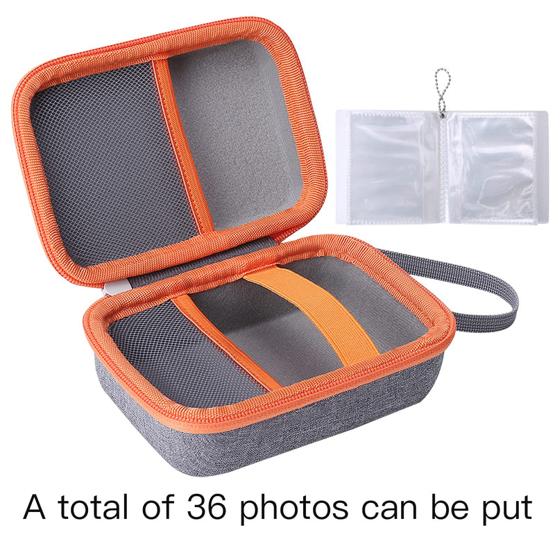co2CREA Hard Case Compatible with Yoto Mini Kids Audio Music Player Children Speaker Plays Audiobook Cards Radio and Card Case Hold up to Yoto 36 Cards Grey Case and Orange Zipper