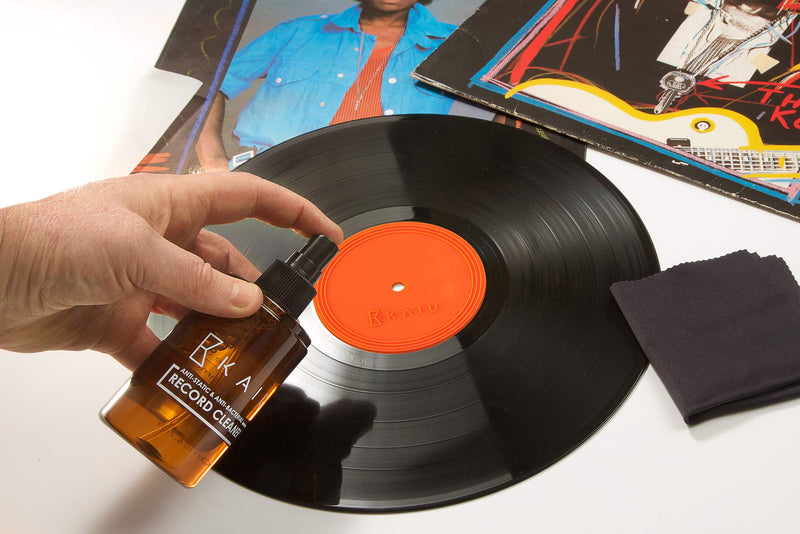 KAIU Vinyl Record Cleaning Kit- Anti Static Record Cleaning Washer Fluid with Silicone Label Protector & Microfiber Cloth - Vinyl Album Cleaner Spray - Remove Dust & Dirt - 3-in-1 Supplies Kit