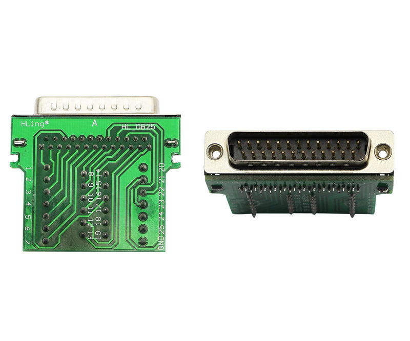 CERRXIAN DB25 Breakout Board, DB25 Male D-SUB Connector to DB25 Screw Solderless Wiring Terminal Module Breakout PCB Board Kits with Plastic Case (M Black)