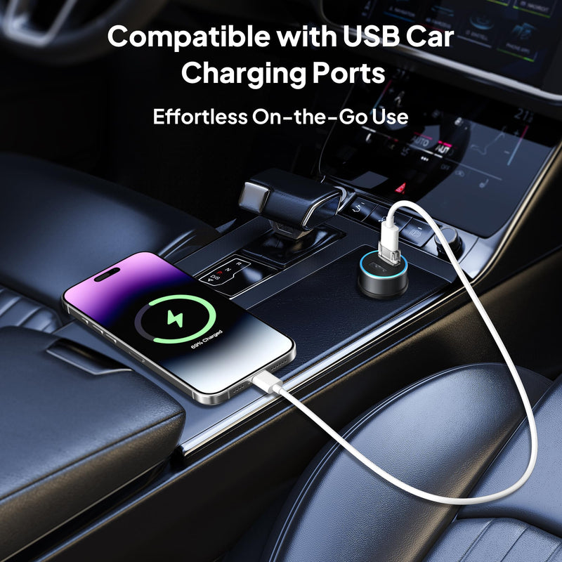 Elebase USB to USB C Adapter 4 Pack,Transparent Type-C Female to A Male Car Charger Converter for New iPhone 16 Pro Max Plus 15 14 13,Apple Watch 10 9 8,Airpods,iPad Air 5 Mini 6 7,Samsung S24 Ultra