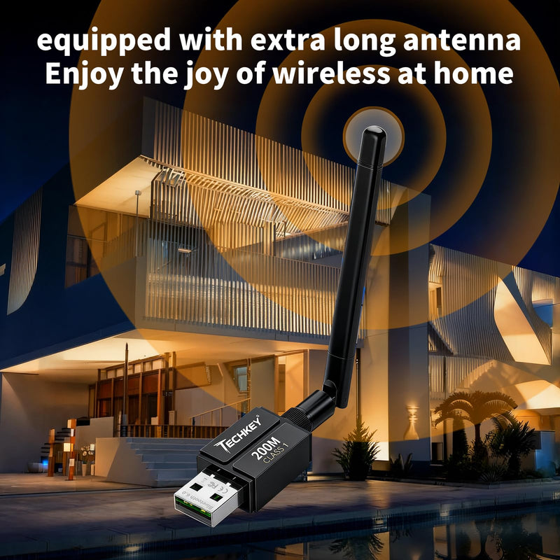 USB Bluetooth 6.0 Adapter for Desktop PC: Plug & Play 600FT Long Range Wireless Dongle with 5dBi Antenna for Laptop Windows 11/10/8.1, Pair BT Headphones/Headset/Speaker/Mouse/Keyboard/Print Servers 6.0BT black