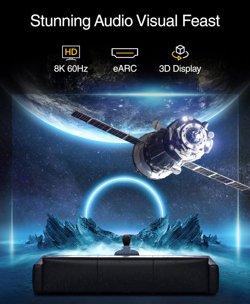 [AUSTRALIA] - Kinivo 8K HDMI Switch 2 in 1 Out - (Uni-Directional, 8K 60Hz, Ultra HD Switcher Hub, 48Gbps HDMI Hub, HDR10+ Selector, Manual Switching Only) - Compatible with HDTV, PS5/4, Xbox, Projector 8K - 2 Port 
