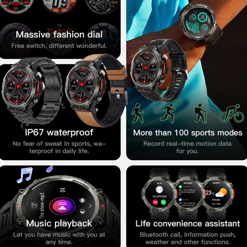 1.45" Smart Watch for Men Women (Make/Answer Call), 2024 New Mens Smartwatches, Hands-Free Calling & LED, Fitness Tracker Smartwatch for Android iPhones, Digital Watches Step Counter, 3 Straps (Brown) Brown