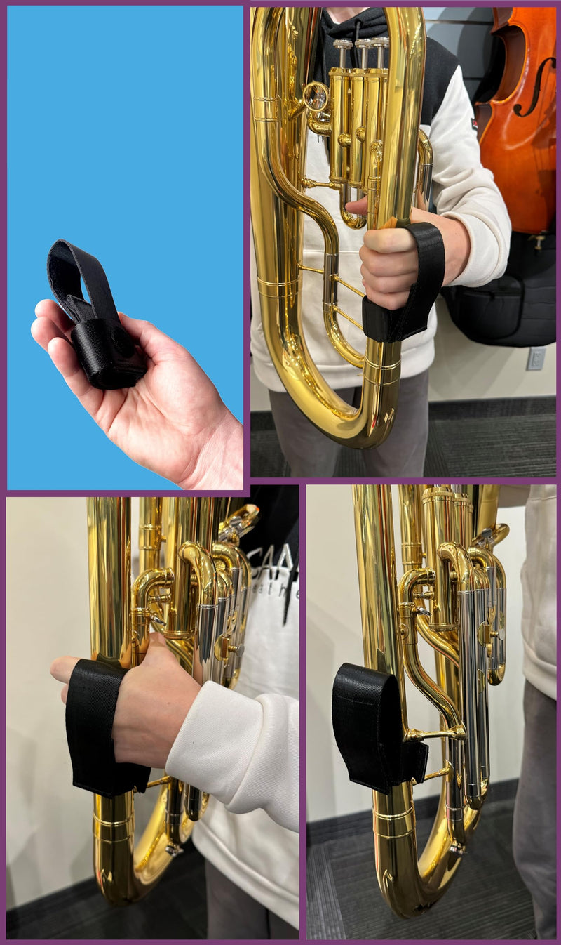 Sherfire Euphonium/Baritone Support Hand Straps - 2 Pack, Adjustable, Ergonomic Design - Includes Microfiber Cleaning Cloth