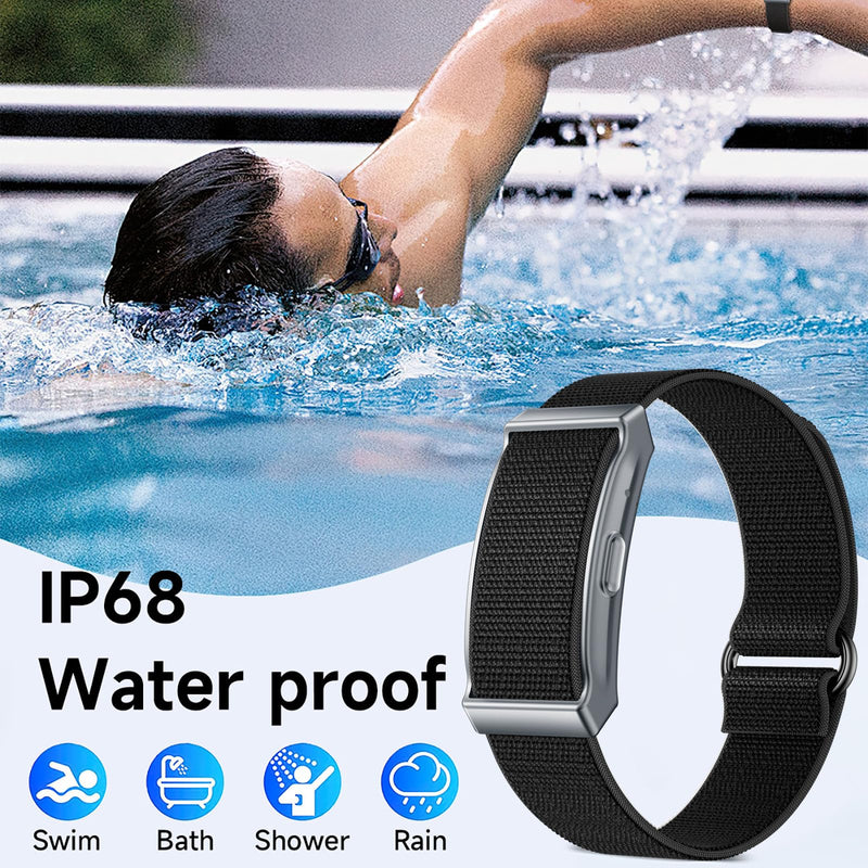 Smart Bracelet for Women and Men with 2 Bands, Screenless Fitness Tracker No Screen Lightweight for 100+ Sports IP68 Waterproof Wearable Activity Wristband Heart Rate Sleep Monitor Black