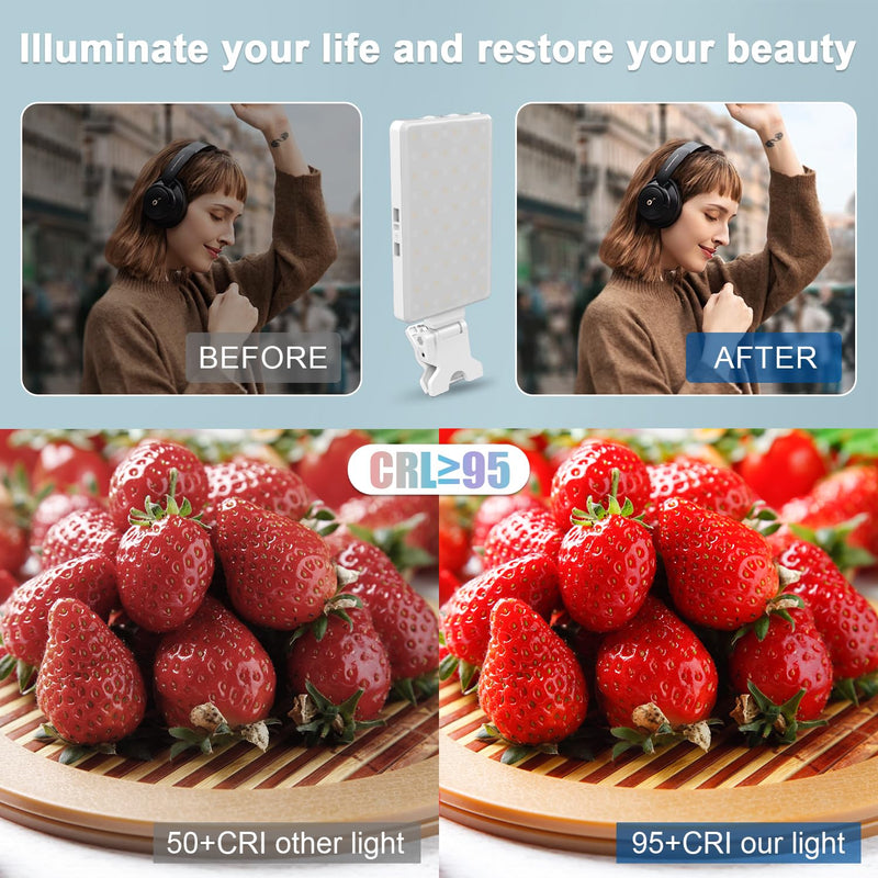 80 LED Selfie Light for iPhone,figifidia protable Phone Light with 3 Lights Modes,2500-9000K Brightness CRI95+ Power Panel Fill Light for Phone/Laptop/Tablet/tiktok Makeup, Video Conference