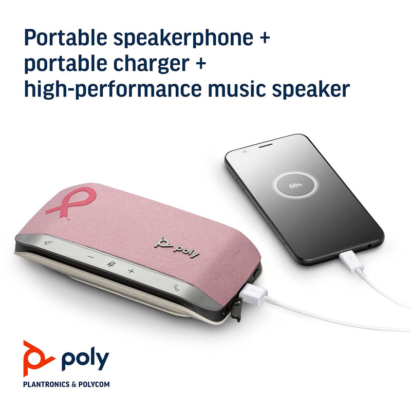 Poly – Sync 20 USB-A Pink Personal Bluetooth Smart Speakerphone (Plantronics) - Connect to Cell Phone via Bluetooth, PC/Mac via Included USB-A Cable - Works with Teams, Zoom (Certified) & More Standard Version