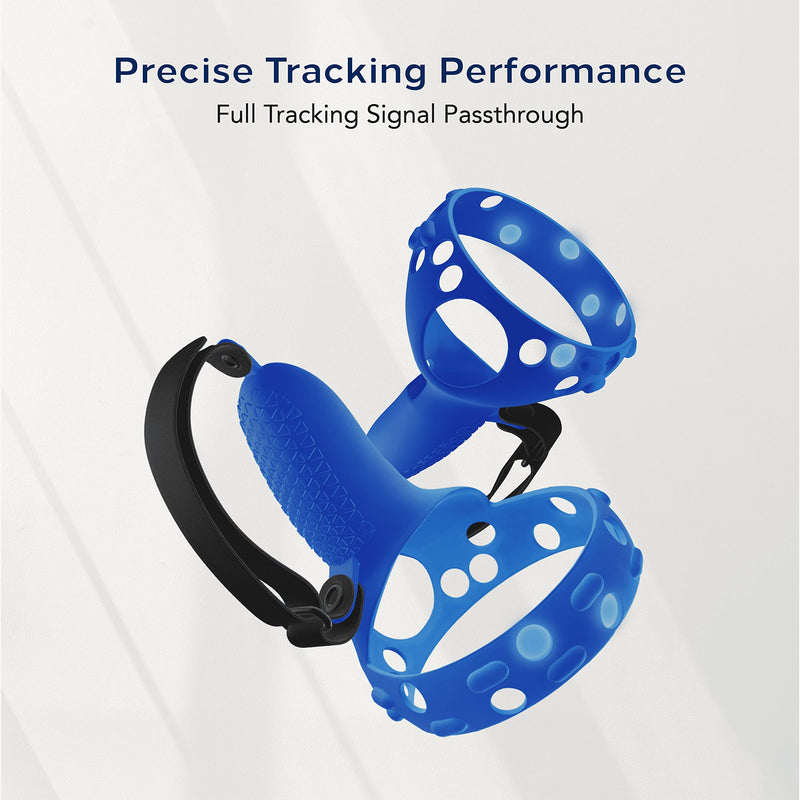 [AUSTRALIA] - TNP Controller Grips for Oculus Quest 2 / Meta Quest 2 Knuckle Strap Black VR Touch Controller Hand Grip Cover Protector Sleeve with Anti-Throw Adjustable Straps Blue 