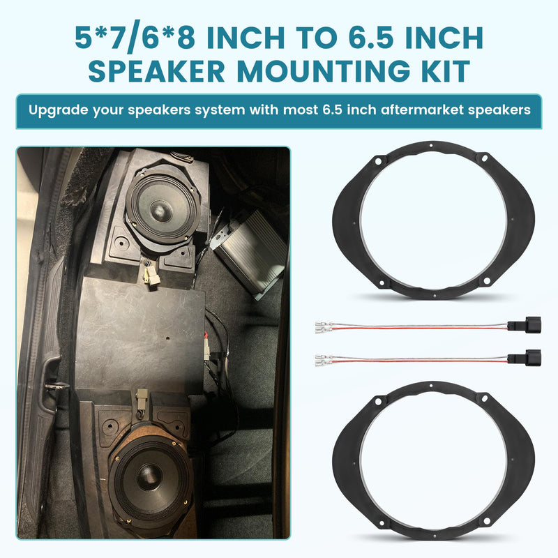 5"x7" / 6”x8” to 6.5” Door Speaker Spacer Bracket W/Wire Harness Kit for Select 1999-2014 Ford/Lincoln/Mazda