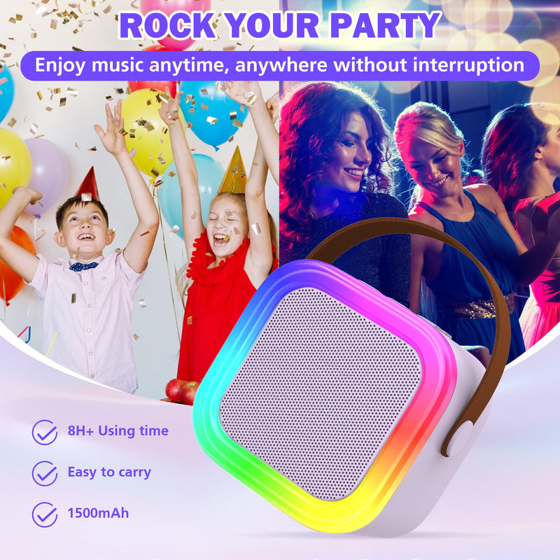 Mini Karaoke Machine for Kids Adults, Portable Bluetooth Speaker with 2 Wireless Microphones,Toys Birthday Gifts for Girls Ages 4, 5, 6, 7, 8,9,10,11,12+ Family Home Party (Purple) Purple 2 Mics
