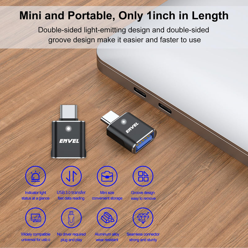 [AUSTRALIA] - ENVEL USB to USB C Adapter, USB 3.0 5Gbps High Speed Data Transfer, OTG Converter Thunderbolt3 to USB Female Compatible with Apple iWatch iPhone 15 Pro Max iPad Air 4 5 Mini 6 (Black, USB C Male) Black 