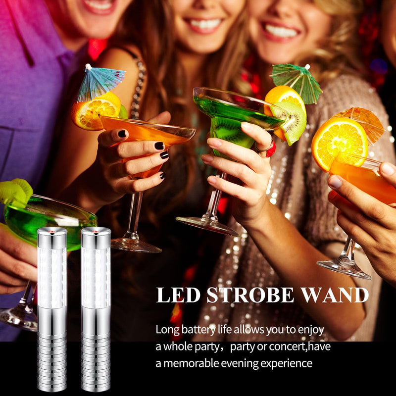 Strobe Baton Light,Stage Handheld Light,Champagne Bottle Sparklers, Reusable Indoor Concert LED Lights - for Bar Club Birthday Weddings Parties (Silver 2 PC) Sliver 2 PC