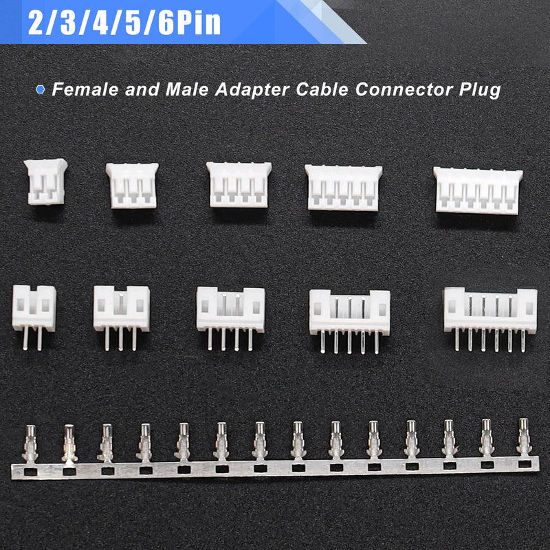 Taiss 580PCS JST PH Connector kit 2.0mm 2/3/4/5/6Pin Housing,Female and Male Adapter Cable Connector Plug,PH2.0mm Female Pin Connectors,JST Connector F-066-580PCS JST PH2.0mm Connector kit