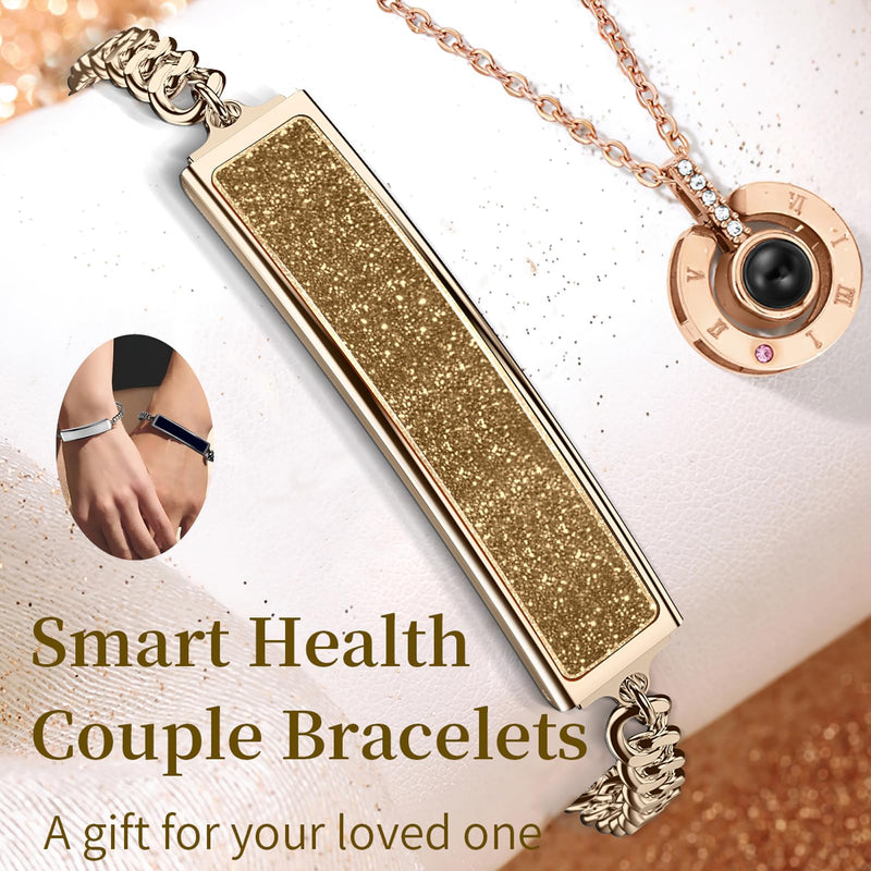 Yihou Elegant Smart Bracelet for Couples Glitter Design Health Monitoring Heart Rate Monitor Sleep Tracker Menstrual Cycle 5ATM Waterproof Fitness Tracker Remote Camera Control Long Battery Life Black