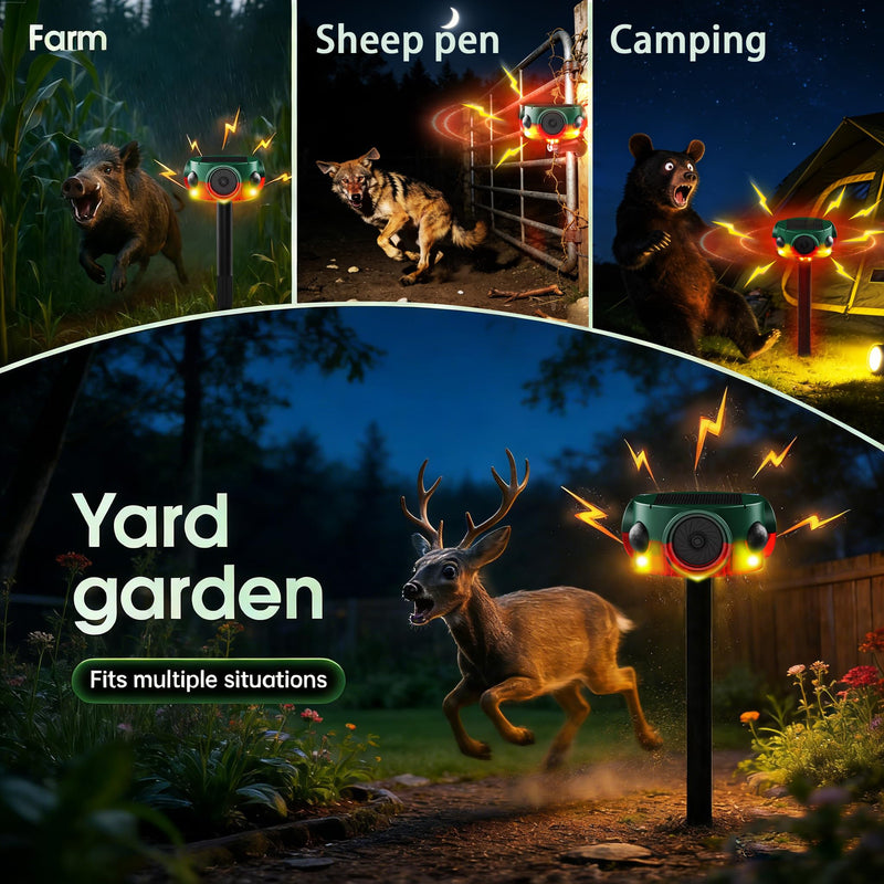 [AUSTRALIA] - Solar Outdoor Motion Sensor Alarm - 360° Detection & 3x120dB Speakers, 3 Sensors, Universal Mount & Ground Stake, IP65 Waterproof Security Alarm for Yard, Farm, Warehouse (1pack) 1pack 