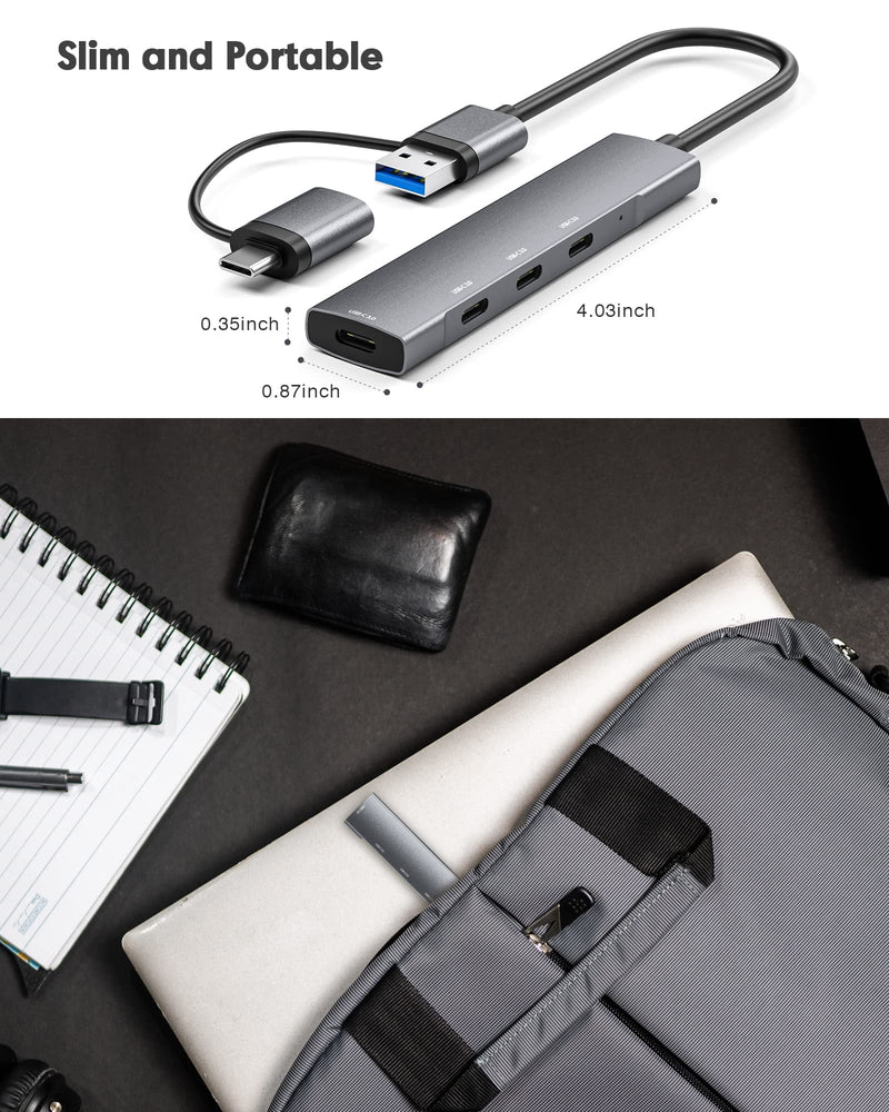 USB C to USB C Hub,4-Port USB C Hub/USB to USB C Adapter,Data Transfer Only