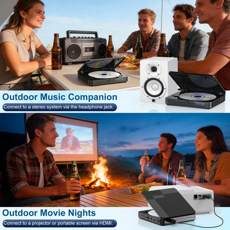 [AUSTRALIA] - Mini DVD Player with Remote Control - All Region Free 1080P HD Small Compact CD DVD Player for Smart TV & Projector, Features HDMI Output, Headphone Jack, USB 2.0 Input, PAL/NTSC Support 