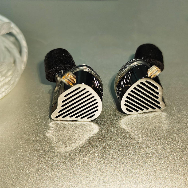 KZ x HBB PR2 in Ear Monitor Earphones 13.2mm Planar Magnetic Driver HiFi Wired Headphone Noise Cancelling IEM Earbuds with Detachable 2 Pin Silver-Plated Cable for Audiophile (Without Mic) SolidBlack no Mic