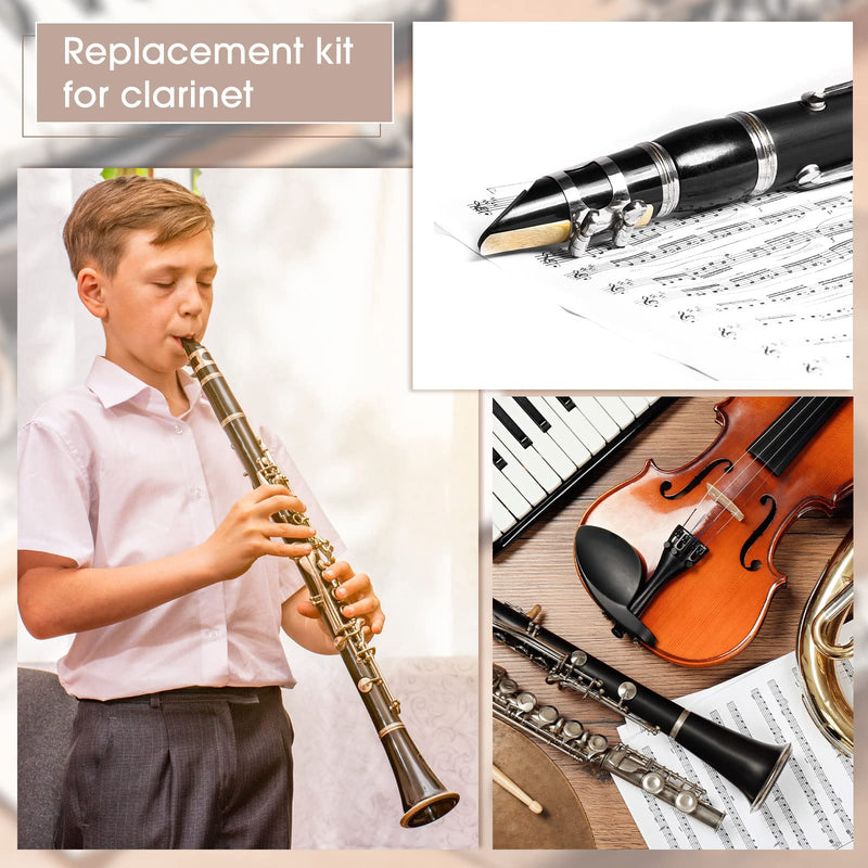 Treela Clarinet Ligature with 20 Pcs Clarinet Reeds 2.5 Bb Clarinet Ligature with Adjustable Screws Reeds for Clarinet Use Replacement Supply, Mouthpiece Not Included