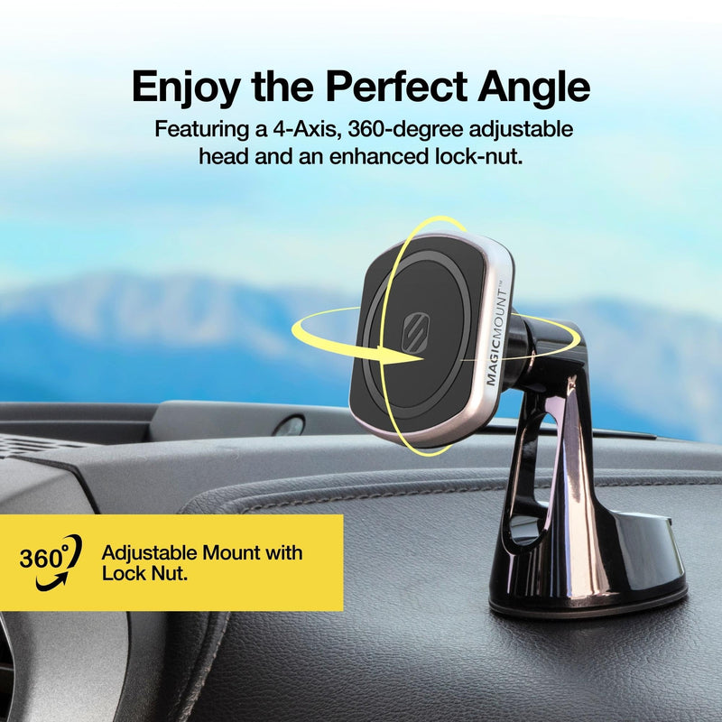 Scosche MP2WD-XTSP MagicMount Pro2 Magnetic Car Phone Holder - Ultimate Magnetic Car Mount for Windshield or Dashboard with Suction Cup - Compatible with MagSafe, iPhones, Galaxy, Pixel & Smartphones 1 Pack Window / Dash Suction