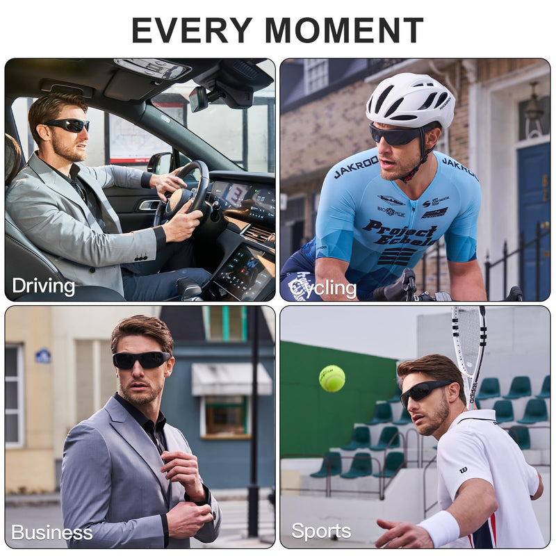 OhO sunshine Bluetooth Audio Sunglasses, Lightweight Open Ear Sport Glasses, 10H Playtime,Water Resistant with Voice Control Black Frame | Transition Lens