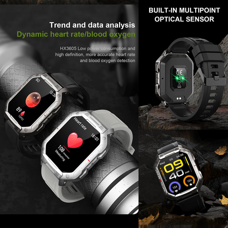 Smart Watch for Men, Bluetooth (Answer/Make Call) Fitness Tracker Tactical Military Waterproof Smartwatch for Android Phones iPhone Outdoor Sports Digital Watches Heart Rate Blood Pressure Monitor
