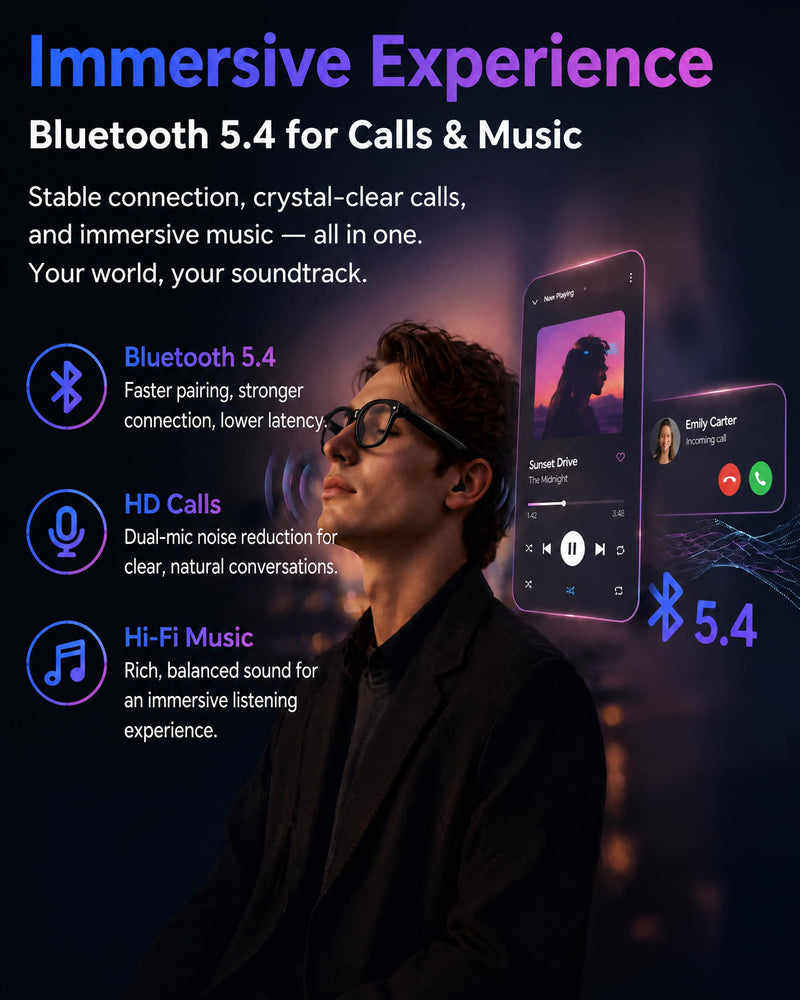 AI Smart Glasses With Camera, 1080P Video HD for Travel, Meetings & Vlog | 8MP Camera Glasses, AI Voice, Real-Time Translation, Photochromic Lenses, IP65, Bluetooth Audio